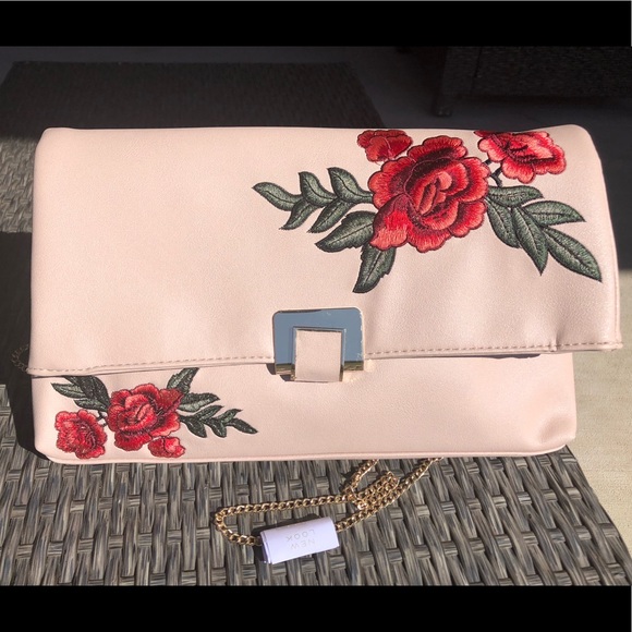 Clutch bag from New Look - dull pink floral design - Picture 1 of 3